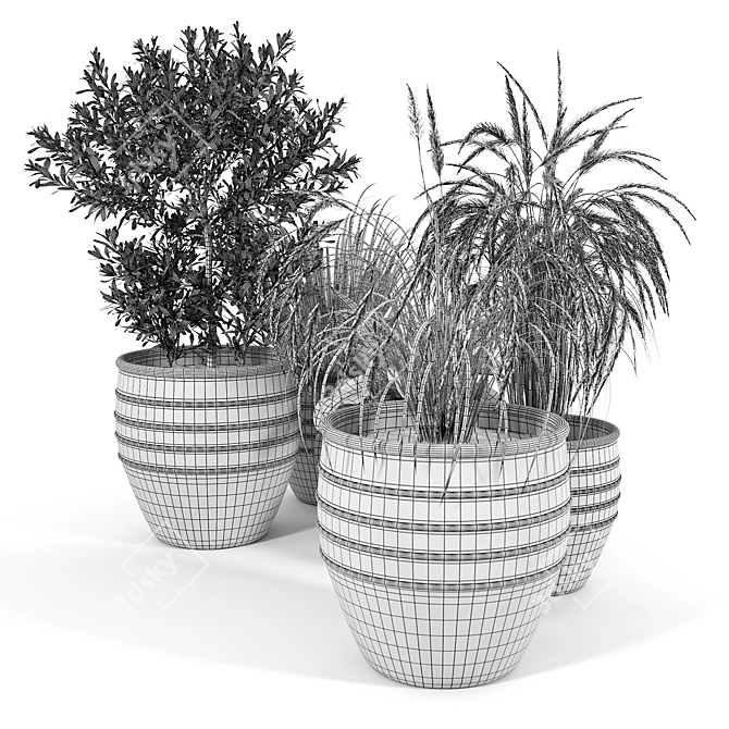 Modern Knisely Pot Planter Set 3D model image 5