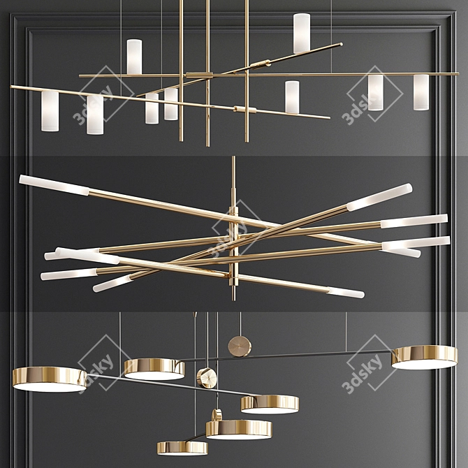 Sleek Minimalist Chandeliers - 3 Styles 3D model image 1