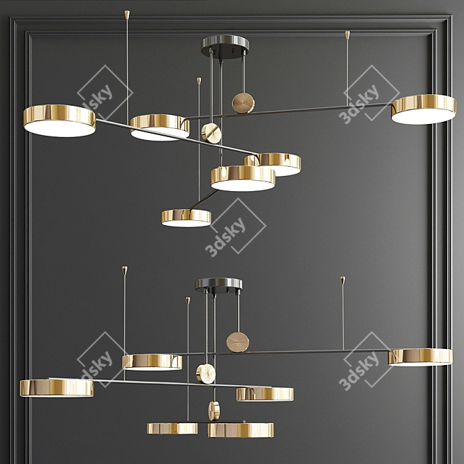 Sleek Minimalist Chandeliers - 3 Styles 3D model image 4