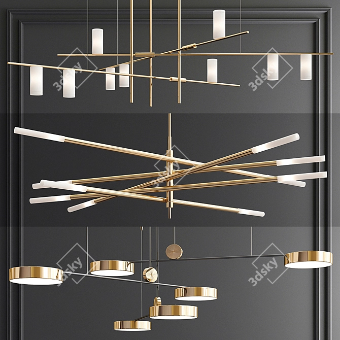 Sleek Minimalist Chandeliers - 3 Styles 3D model image 5