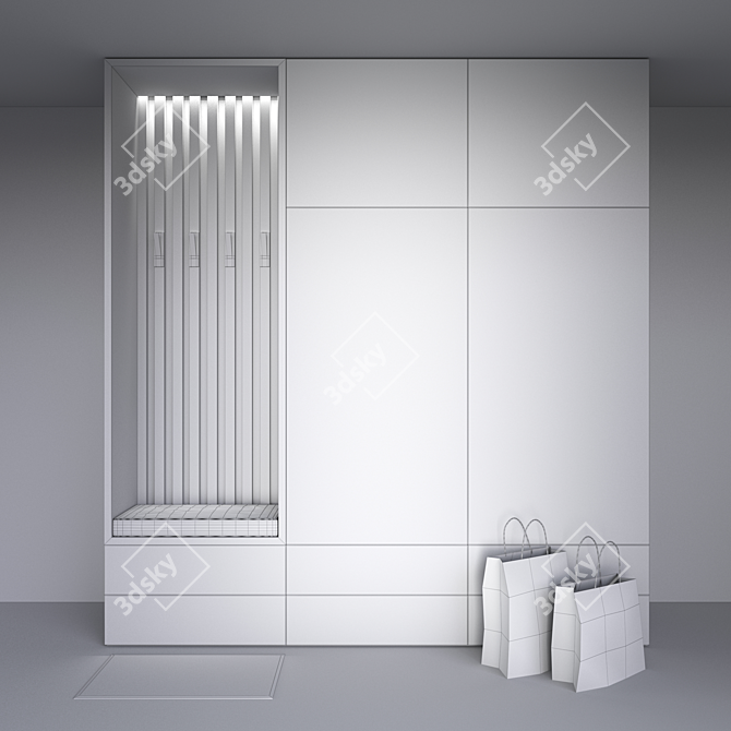 Modern Hallway Furniture Set 3D model image 4