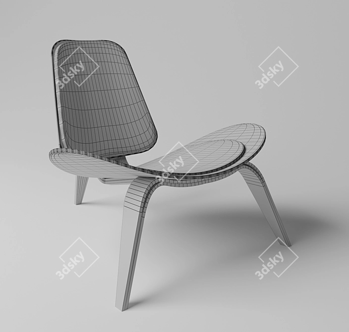 Iconic Shell Chair: Bent Plywood with Orange Upholstery 3D model image 5
