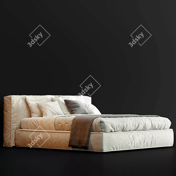 LuxiSleep Flann Bed: Soft, Plush Comfort 3D model image 3