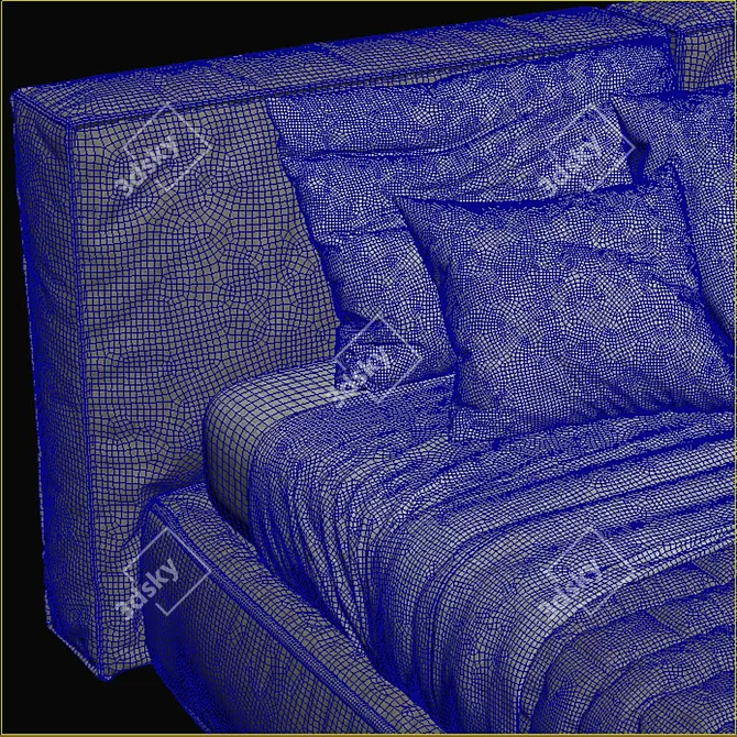 LuxiSleep Flann Bed: Soft, Plush Comfort 3D model image 4