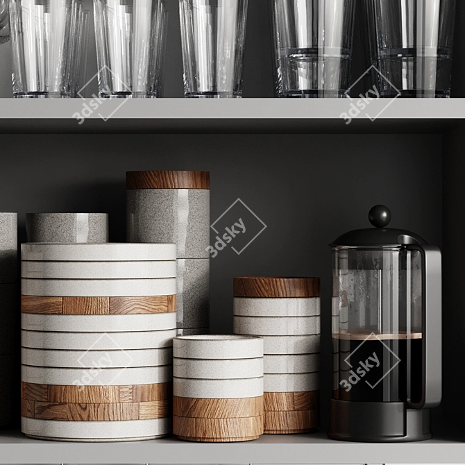 Modern Kitchen Decor Set 3D model image 4