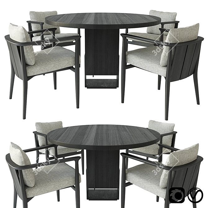 Elegant Kitale Table with Arne Chair Set 3D model image 1