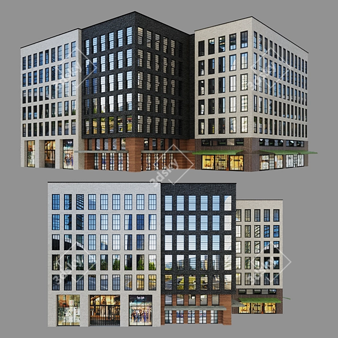 Brigade Building: Versatile Wood, Metal, Glass, and Stone Structure 3D model image 1