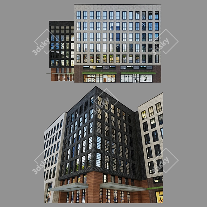 Brigade Building: Versatile Wood, Metal, Glass, and Stone Structure 3D model image 2