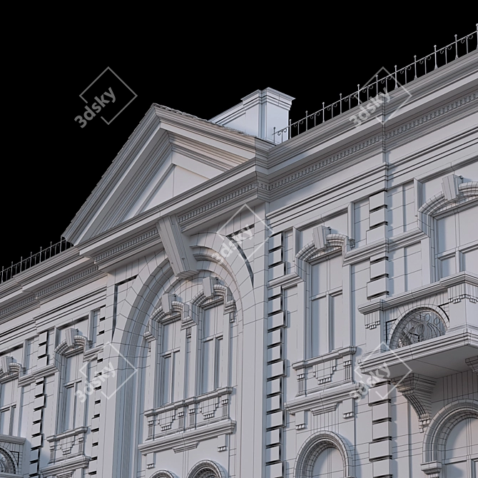 European 18th Century Building Facade 3D model image 4