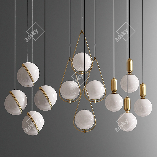 Modern Pendant Light Set - Vray & Corona Compatible 3D model image 1