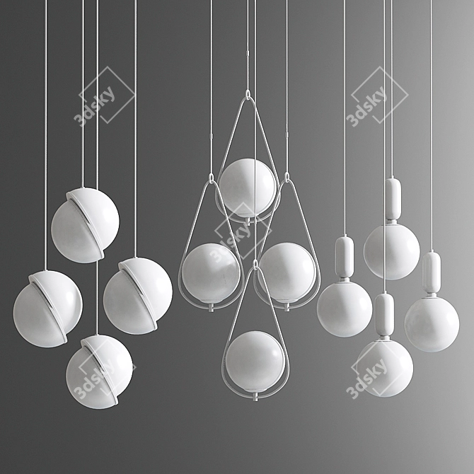 Modern Pendant Light Set - Vray & Corona Compatible 3D model image 2