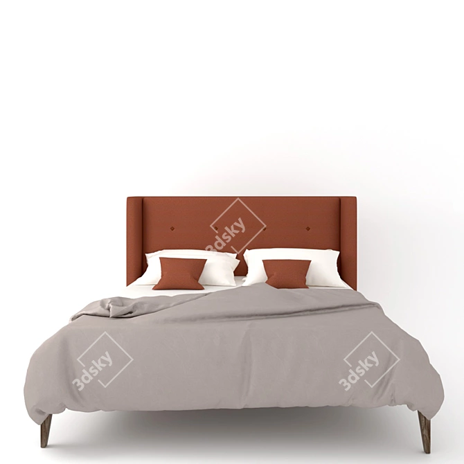 Ziggy LQ Bed: Elegant Wooden Frame, Soft Headboard & 180x200 cm Size 3D model image 2