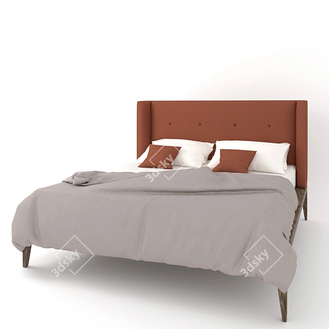 Ziggy LQ Bed: Elegant Wooden Frame, Soft Headboard & 180x200 cm Size 3D model image 4