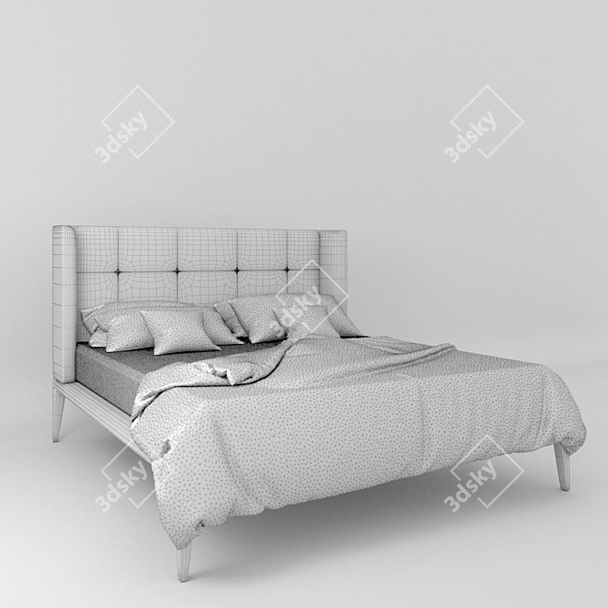 Ziggy LQ Bed: Elegant Wooden Frame, Soft Headboard & 180x200 cm Size 3D model image 5