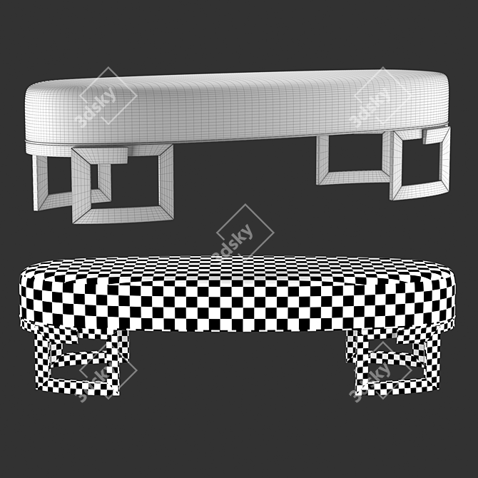 Mahogany Solid Bench 3D model image 2