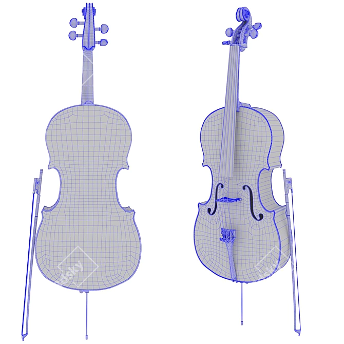 Pristine PBR Cello Set 3D model image 7