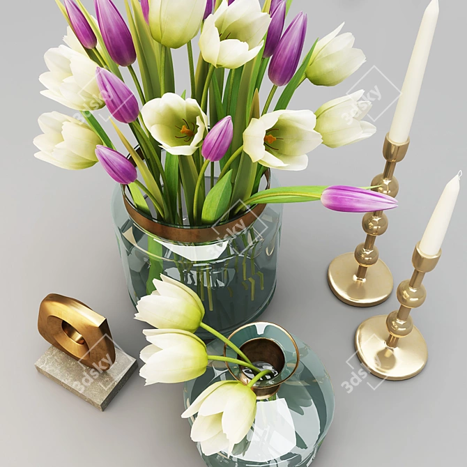 Decorative Tulip Set for Enhanced Interior  Vibrant Flowers for Elegant Décor 3D model image 3