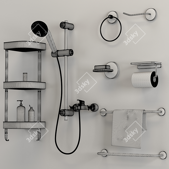 Luxury Bathroom Set: Soap, Shampoo, Towels 3D model image 15