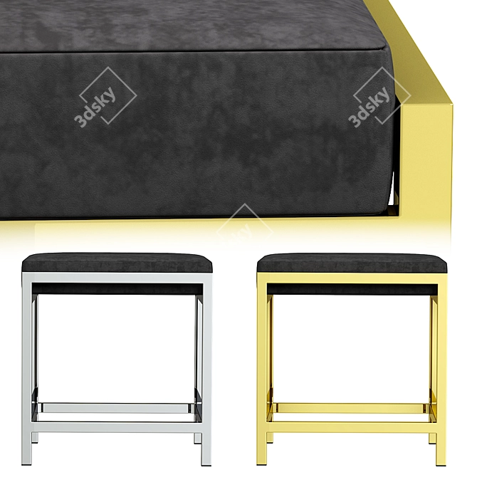 Modern Square Allure Stool 3D model image 2