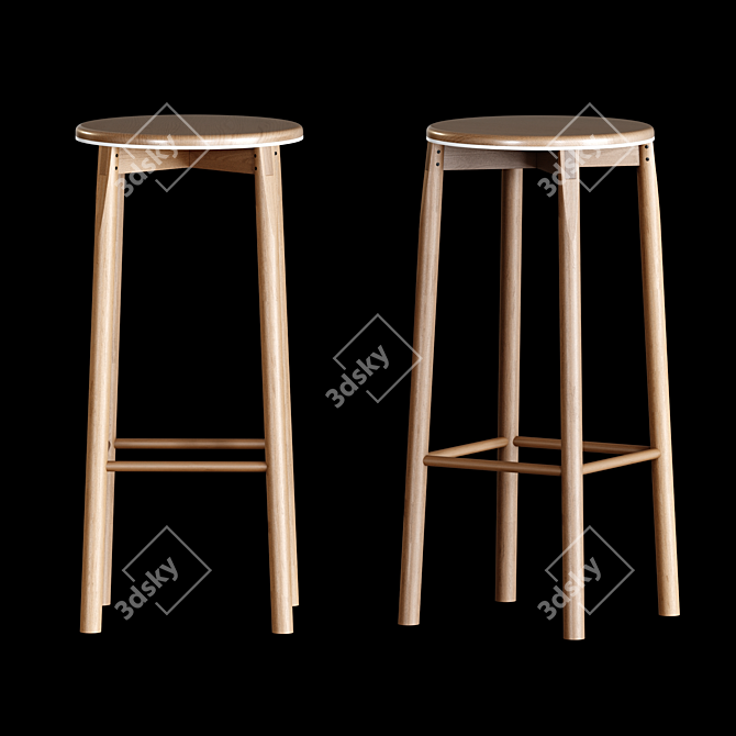 Contemporary Crop Bar Stool 3D model image 1