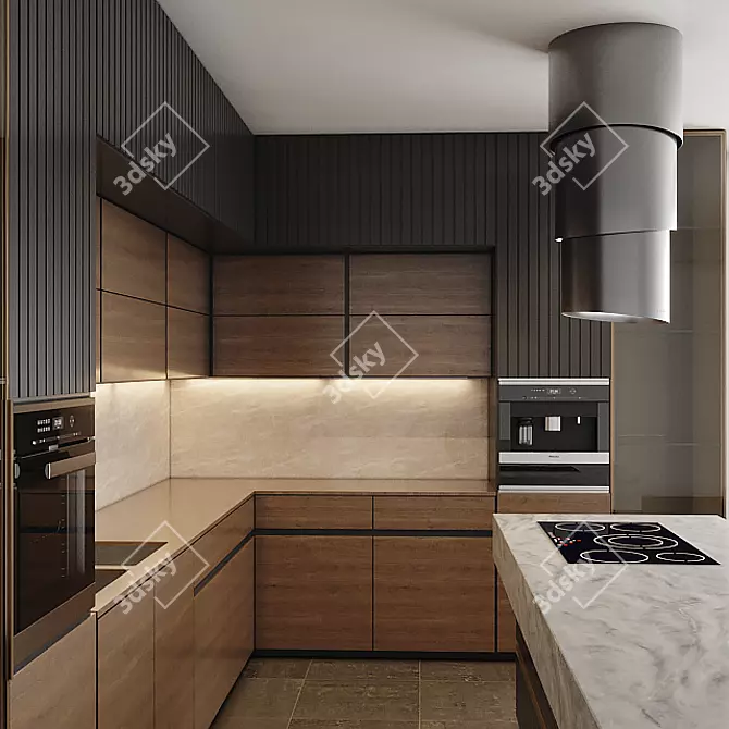 Modern Kitchen Set 3D model image 2