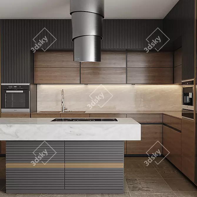 Modern Kitchen Set 3D model image 3