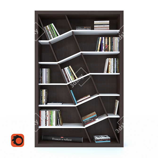 Maze Bookcase: Perfect Storage for Office or Library 3D model image 1