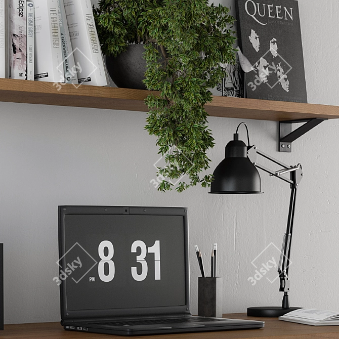 Stylish Black Ikea Home Office 3D model image 2