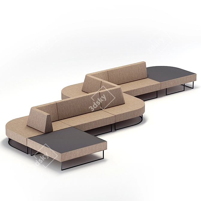 Versatile 4-Piece Loby Sofa 3D model image 1