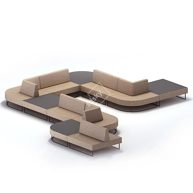 Versatile 4-Piece Loby Sofa 3D model image 2