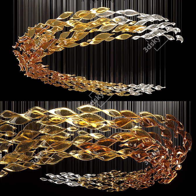 Vibrant Glass Wave Chandelier 3D model image 1