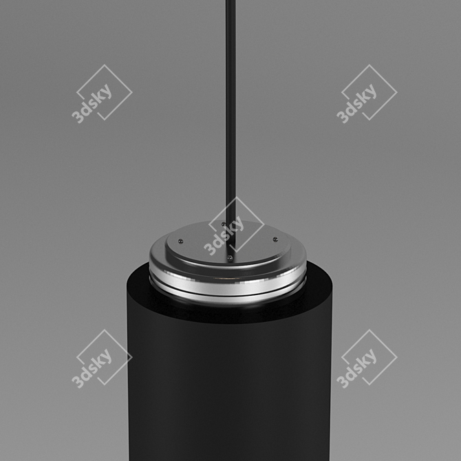 Sleek Black Pendant Necklace 3D model image 2