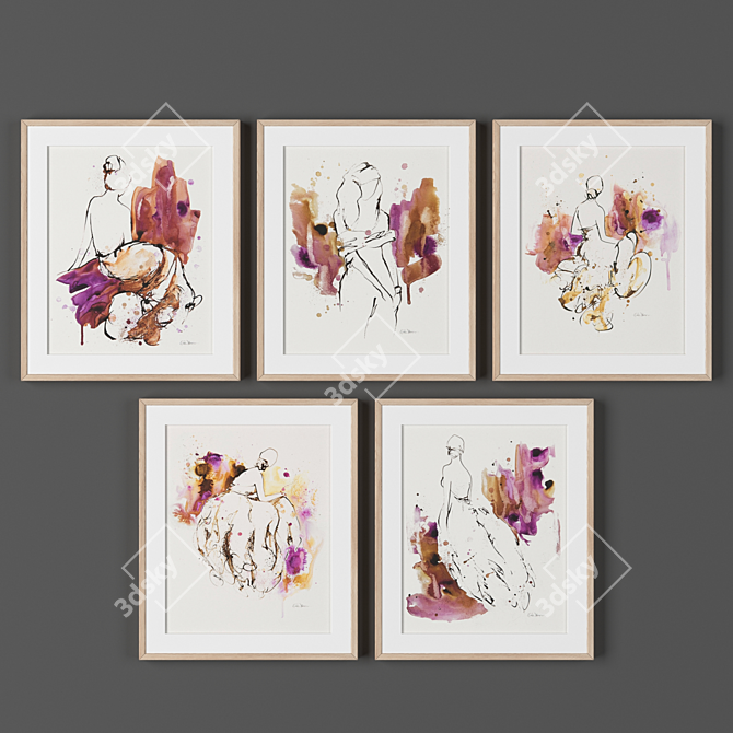 Elegant Frame Collection: 5 Unique Paintings 3D model image 1