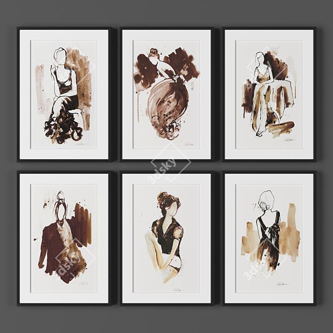 Frame Collection - Set of 6 Frames - Various Sizes & Textures 3D model image 1