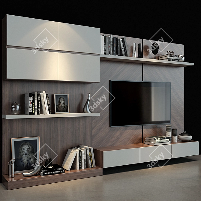 Title: Versatile TV Wall with Decor 3D model image 2