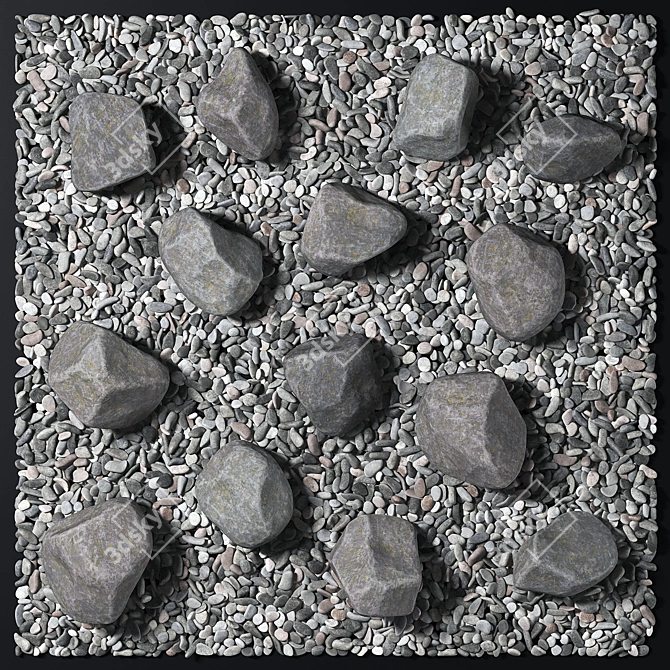 Pebble Stone Street Decor: Square and Sophisticated 3D model image 3