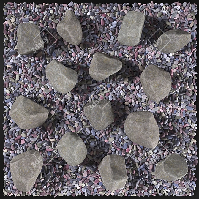 Pebble Stone Street Decor: Square and Sophisticated 3D model image 4