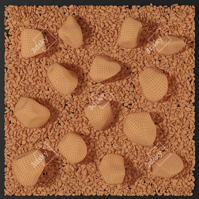 Pebble Stone Street Decor: Square and Sophisticated 3D model image 5