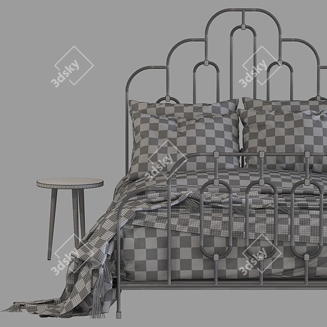 Art Deco Bed - 130x200cm Mattress Size 3D model image 5