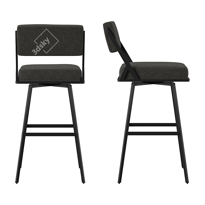 Stylish Upholstered Bar Chair 3D model image 2