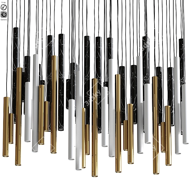 Sleek Tube Pendant Light 3D model image 1