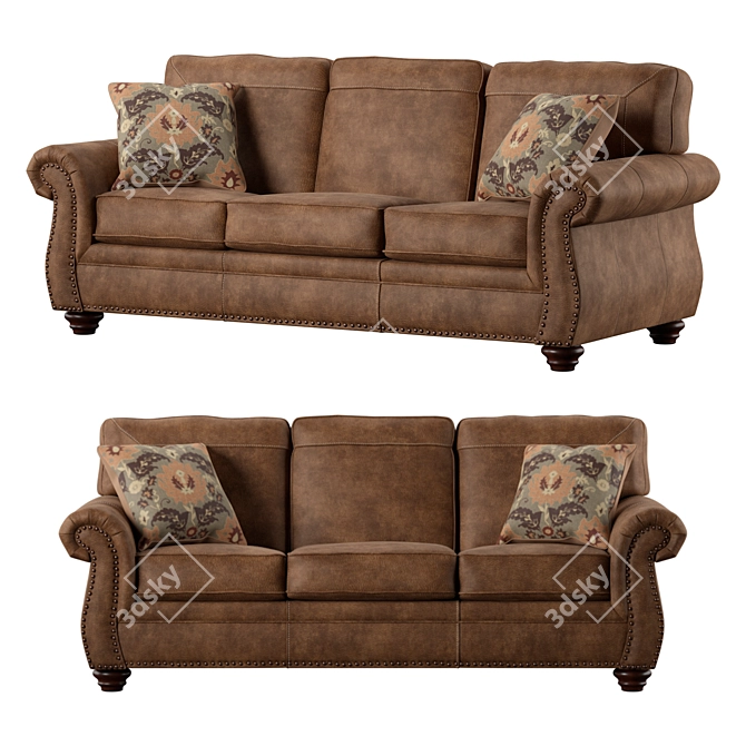 German Royal Classic Leather Chesterfield Sofa 3D model image 1