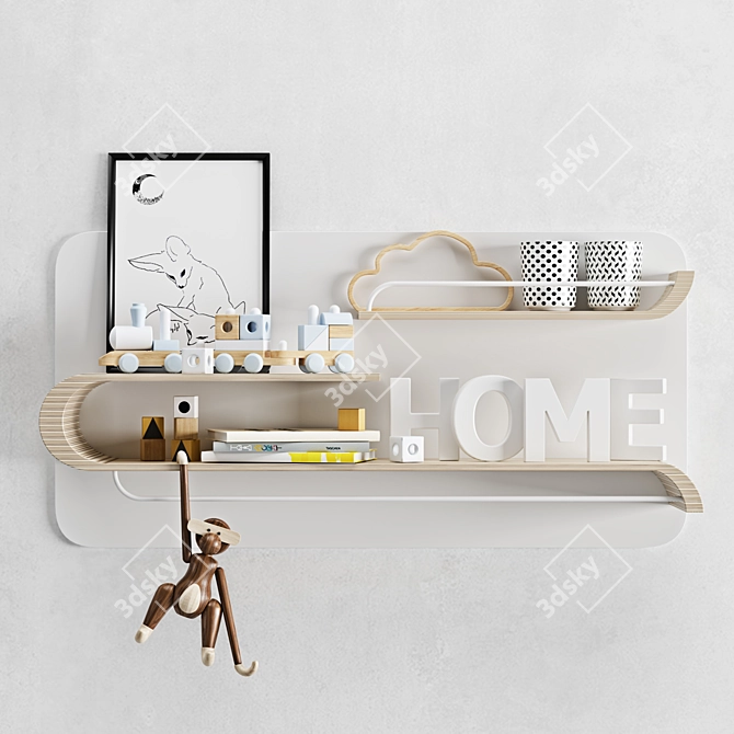 Kids Room Shelf Set 3D model image 1