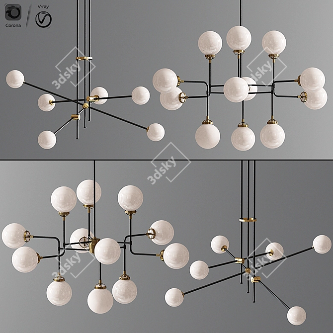 Elegant Crystal Chandelier: Vector-Style Lighting 3D model image 1