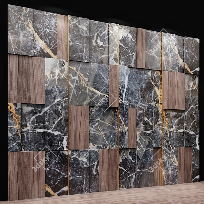 Sleek Wall Panel: W 5000 x H 4000 x D 50 mm 3D model image 2