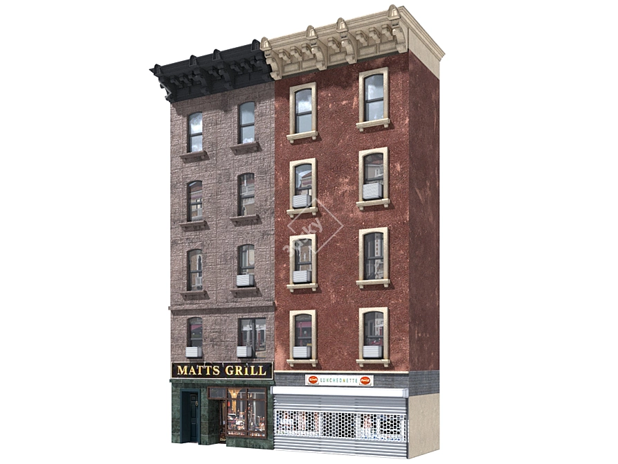 Vintage Facade for Old Building 3D model image 1
