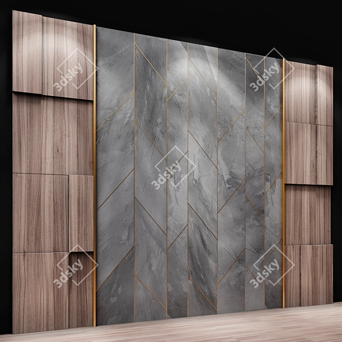 Modern Wood Acoustic Wall Panel 3D model image 2