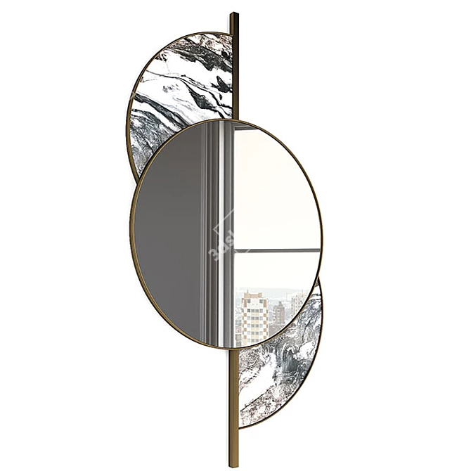 Radiant Reflections: Gold & Marble Mirror 3D model image 1