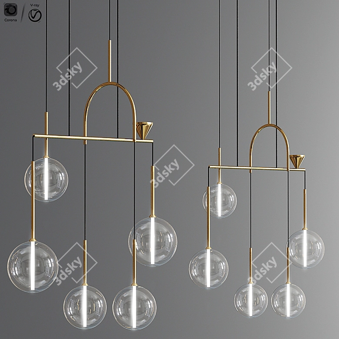 Radiant Raindrop Ceiling Light 3D model image 1