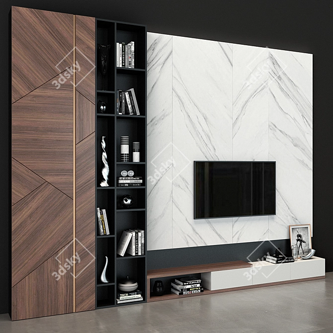 Modern TV Wall Set 46" for Stylish Decor 3D model image 2